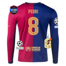 PEDRI Barcelona Home 2024/2025 Long Sleeve Shirt No. 8 Source UCL