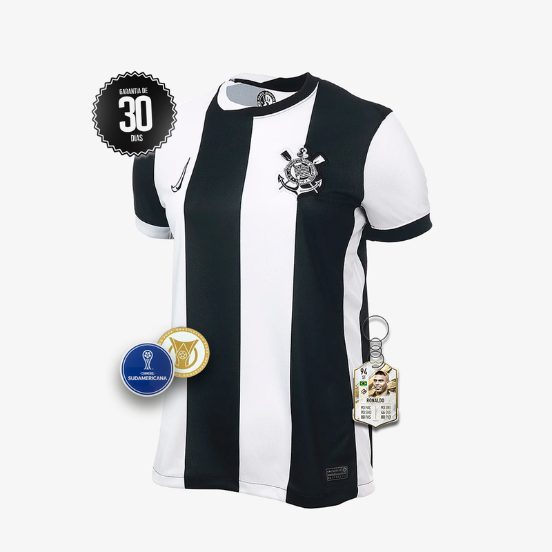 Corinthians Third Women's Shirt 2024/2025 Striped Uniform White - Launch
